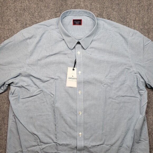 UNTUCKit Hildalgo WF Shirt Mens 3XL Blue Check Long Sleeve Button Up Cotton New - Picture 2 of 10